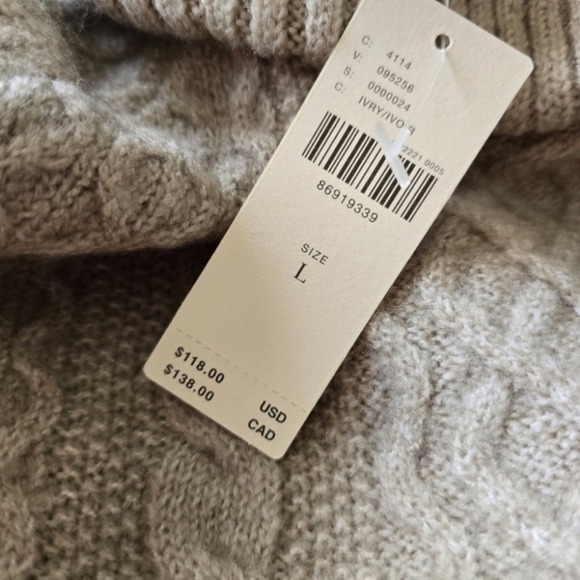NWT Anthropologie Mixed Media Turtleneck Cable Sweater, Size L - Picture 7 of 9